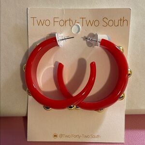 NWT- NC State Fan...RED Hoop Earrings by Two Forty-Two South Red Hoops